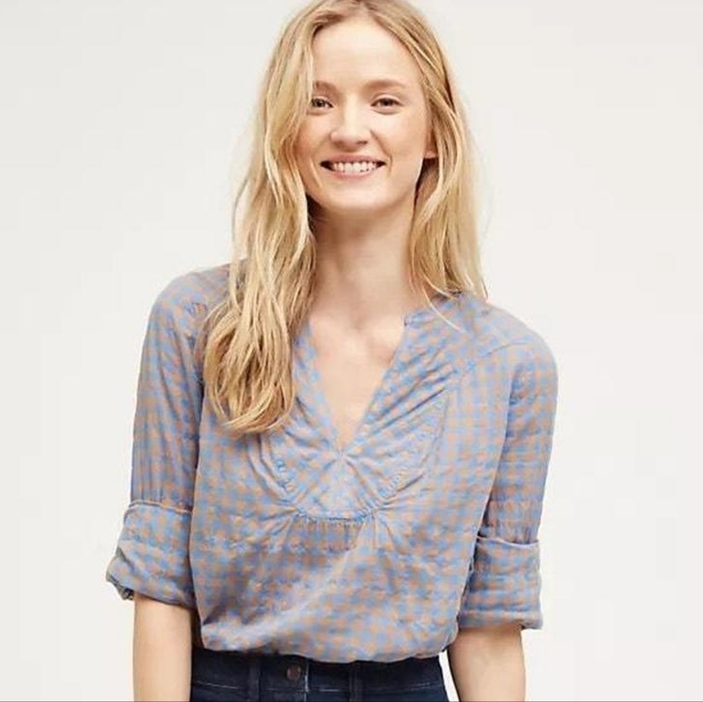 ANTHRO Holding Horses Devon Gingham Popover Tunic